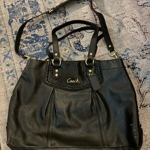 Coach Black Leather Tote Bag